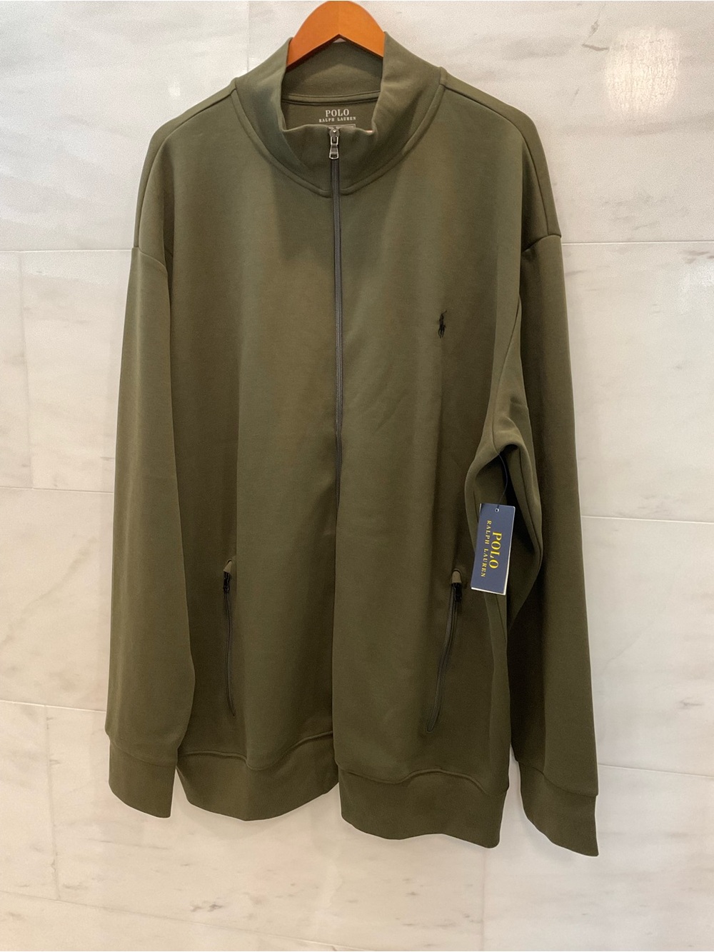NWT POLO Ralph Lauren OLIVE GREEN Double Knit Full Zip Track Jacket 2XLT T69